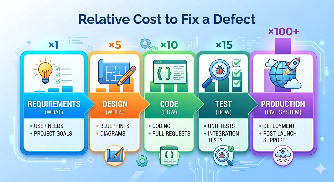 Cost to Fix Bugs Over Time