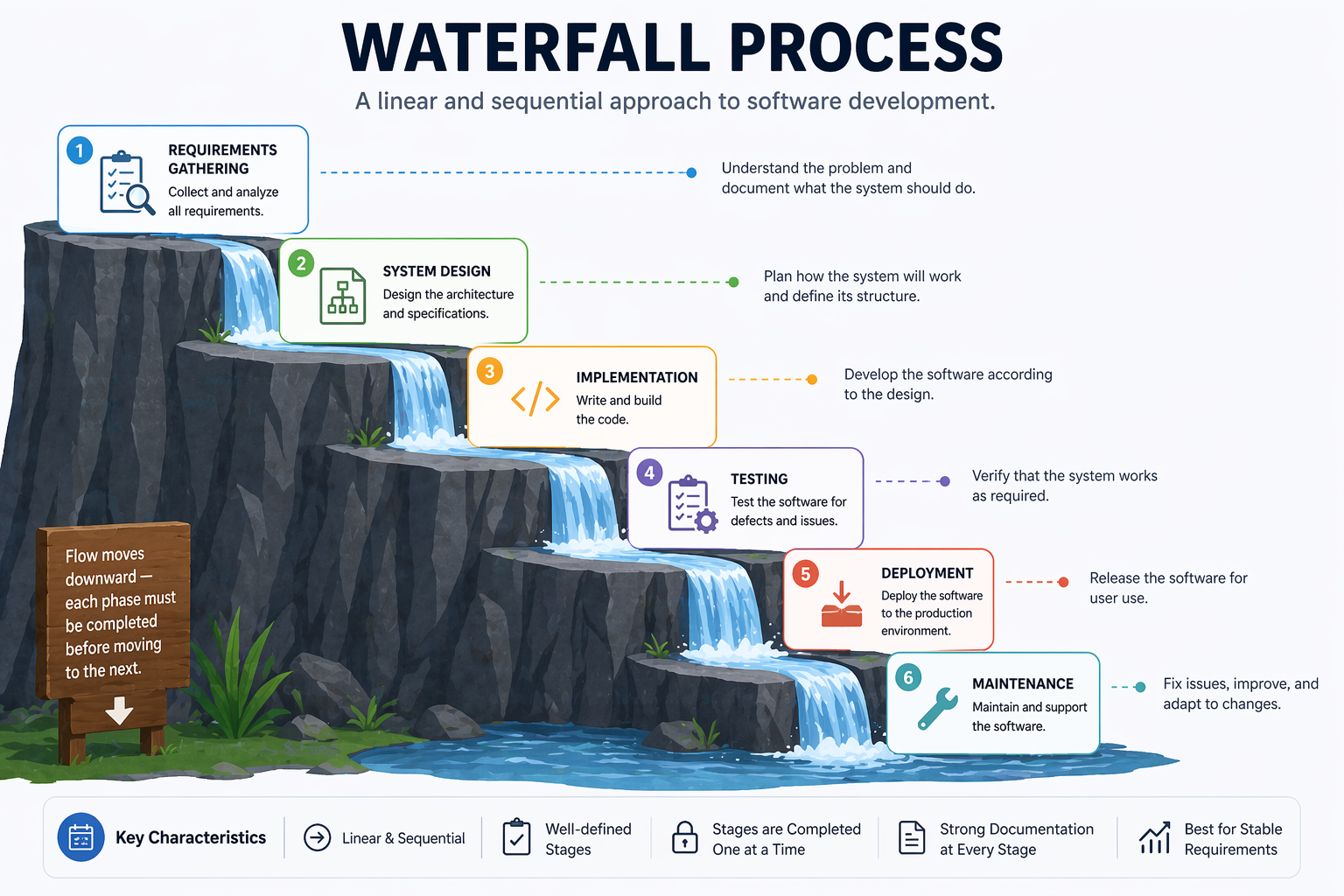 A Waterfall Software Development Process.